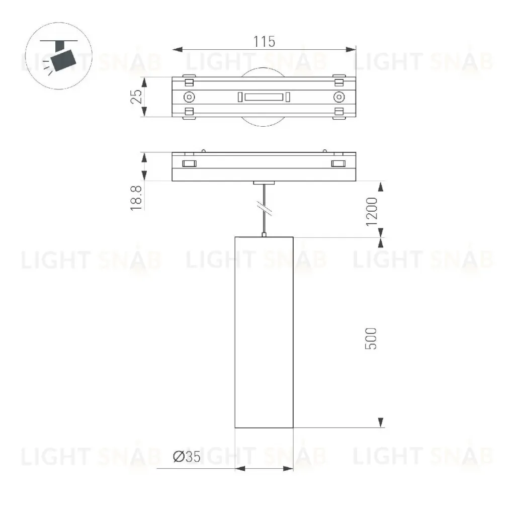 Трековый магнитный светильник Arlight MAG-VIBE-SPOT-HANG-R35-10W Day4000-MIX (BK, 24 deg, 48V, TUYA) 044817 044817