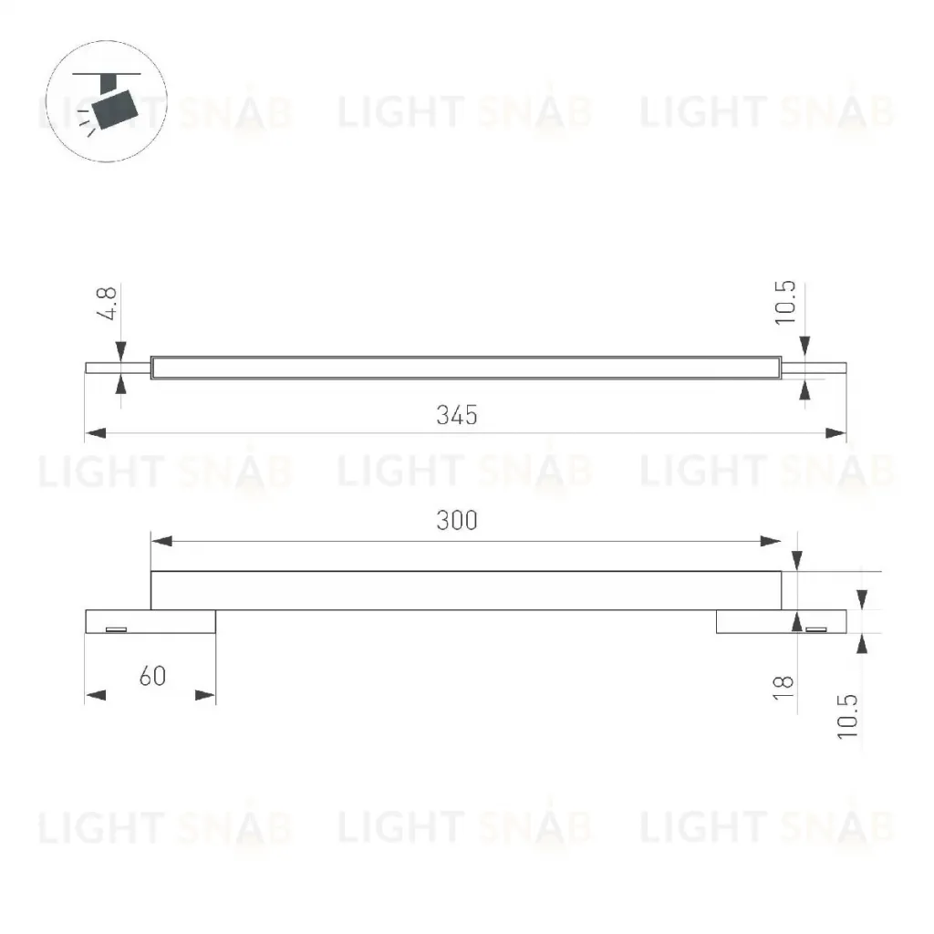 Трековый магнитный светильник Arlight MAG-MICROCOSM-FLAT-L300-8W Warm3000 (BK, 100 deg, 24V) 043271 043271