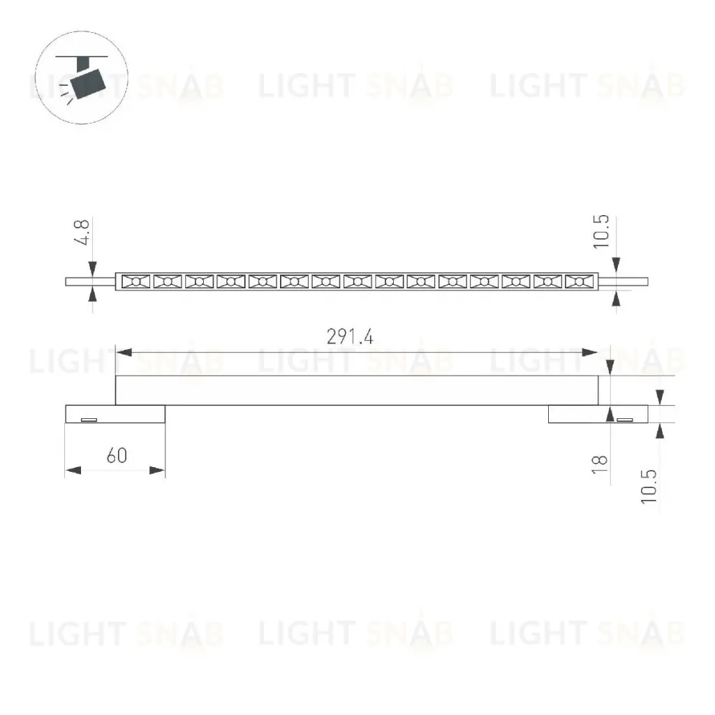 Трековый магнитный светильник Arlight MAG-MICROCOSM-LASER-L300-15W Warm3000 (BK, 30 deg, 24V) 043275 043275
