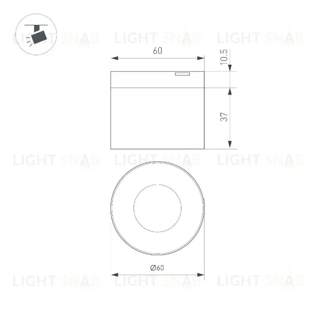 Трековый магнитный светильник Arlight MAG-MICROCOSM-POINT-R60-5W Day4000 (BK, 36 deg, 24V) 043257 043257