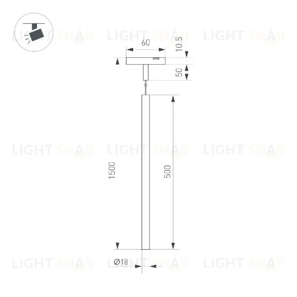 Трековый магнитный светильник Arlight MAG-MICROCOSM-SPOT-HANG-R18-L500-3W Warm3000 (BK, 24 deg, 24V) 043269 043269