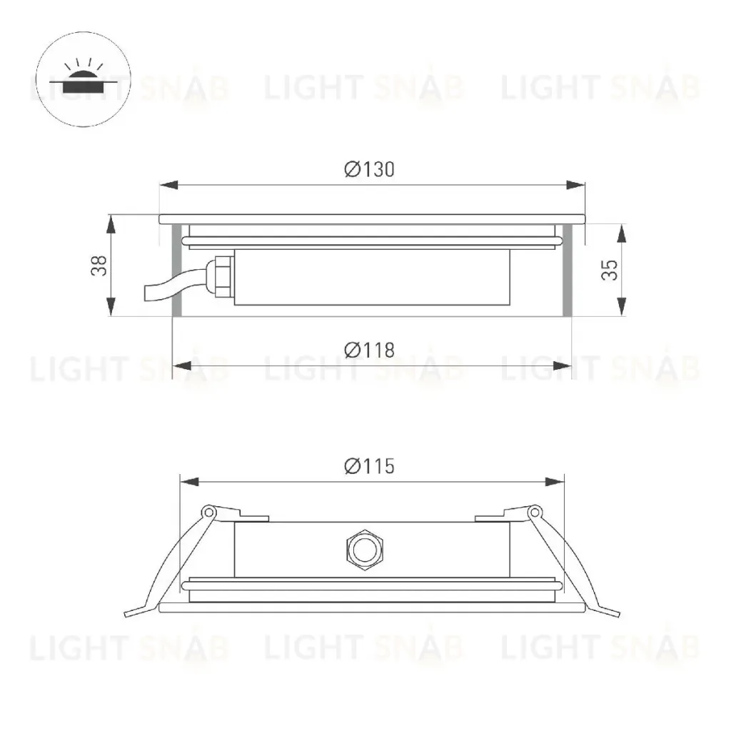 Грунтовый светильник Arlight ART-GROUND-SLIM-R130-9W Warm3000 (SL, 30 deg, 24V) 038165 038165