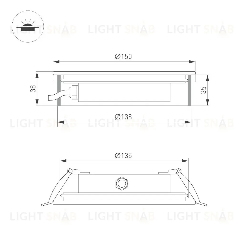 Грунтовый светильник Arlight ART-GROUND-SLIM-R150-12W Warm3000 (SL, 35 deg, 24V) 038166 038166