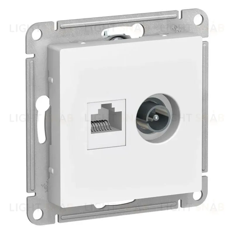 Розетка компьютерная RJ45/TV Schneider Electric AtlasDesign 5e кат UTP белая ATN000189 ATN000189