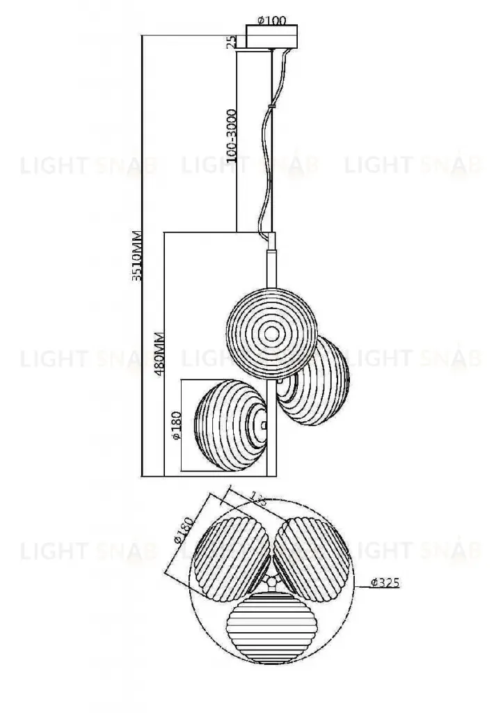 Подвесной светильник Maytoni Reels MOD268PL-03G MOD268PL-03G