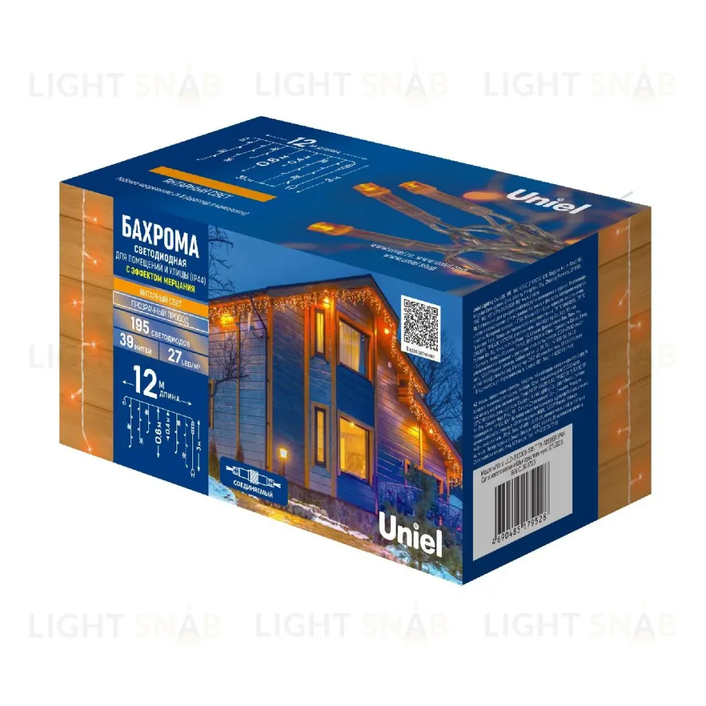 Уличная гирлянда Uniel ULD-B12006-195/TTK AMBER IP44 UL-00010883 ULD-B12006-195/TTK AMBER IP44
