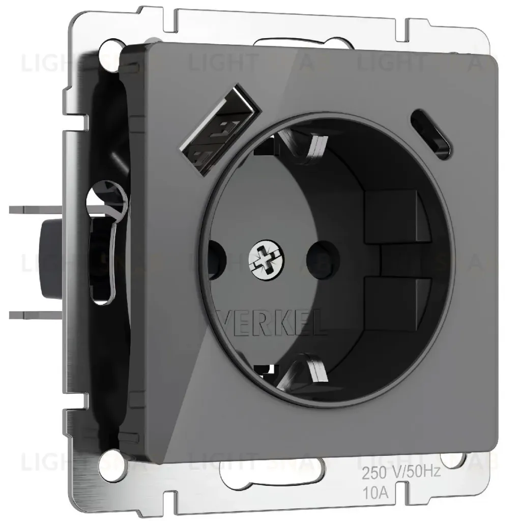 Розетка с заземлением, шторками и USB тип A+C Werkel 4690389197536 W1171744 a064093 4690389197536