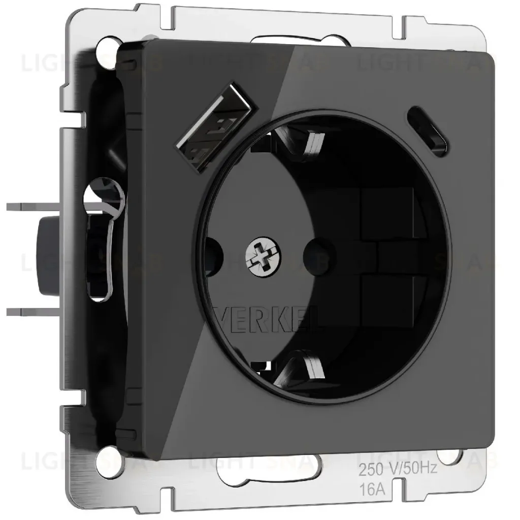 Розетка с заземлением, шторками и USB тип A+C Werkel 4690389197741 W1171748 a064044 4690389197741