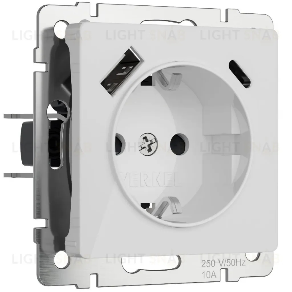 Розетка с заземлением, шторками и USB тип A+C Werkel 4690389197345 W1171741 a064014 4690389197345