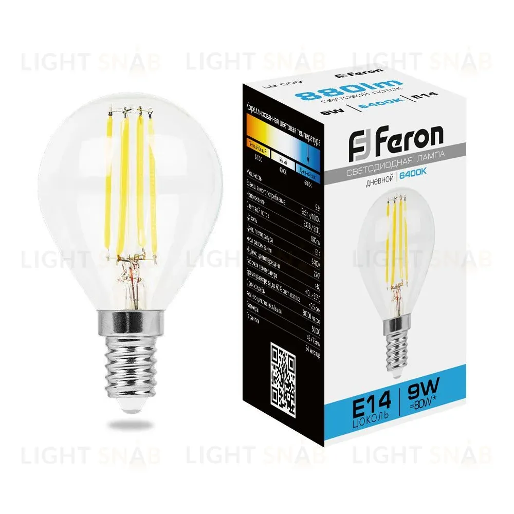 Лампа светодиодная Feron LB-509 Шарик E14 9W 6400K 38223 38223