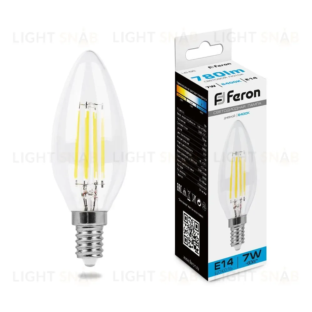 Лампа светодиодная Feron LB-66 Свеча E14 7W 6400K 38227 38227
