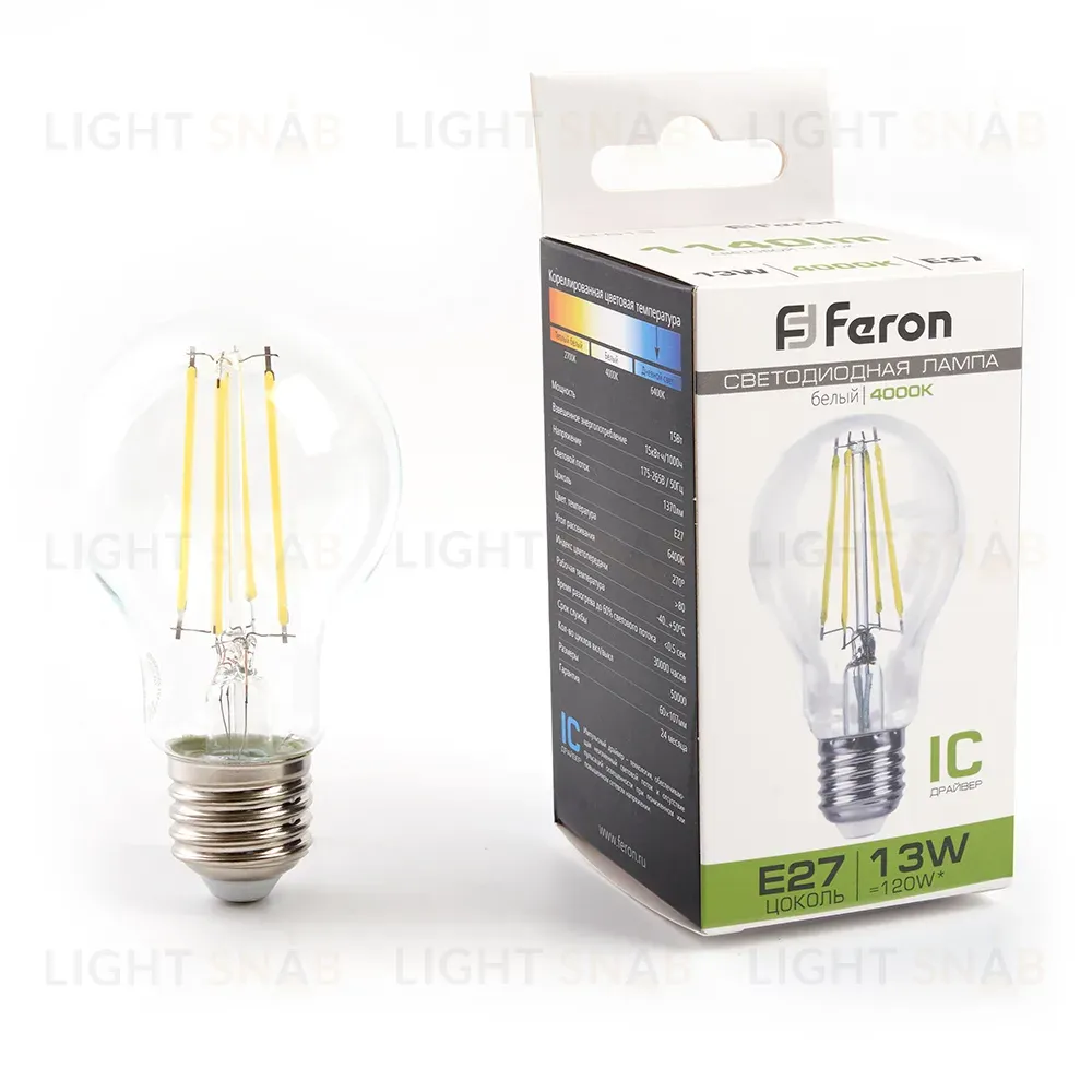 Лампа светодиодная Feron LB-613 Шар E27 13W 4000K 38240 38240
