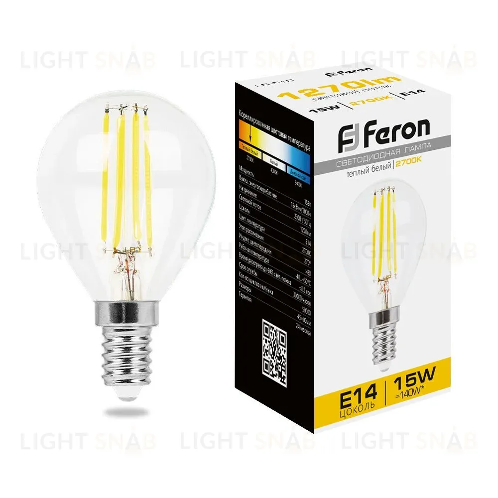 Лампа светодиодная Feron LB-515 Шарик E14 15W 2700K 38249 38249