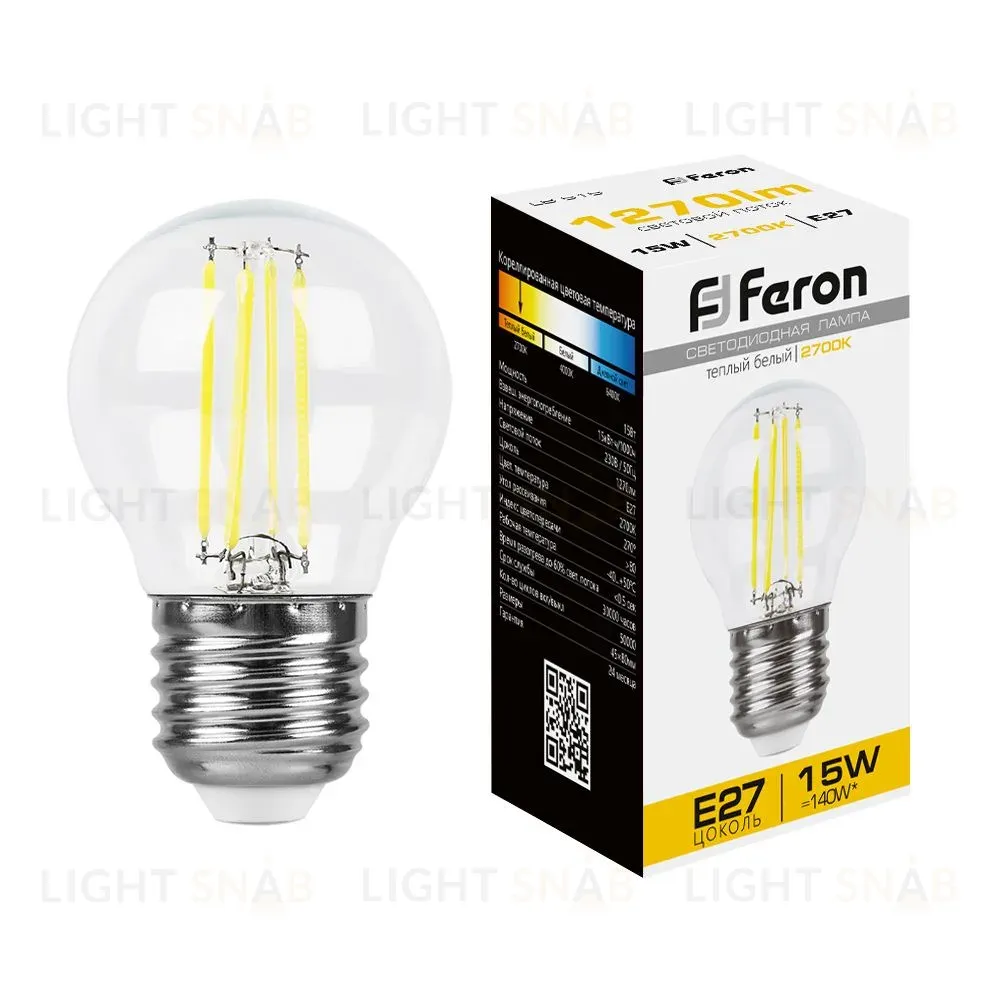 Лампа светодиодная Feron LB-515 Шарик E27 15W 2700K 38252 38252