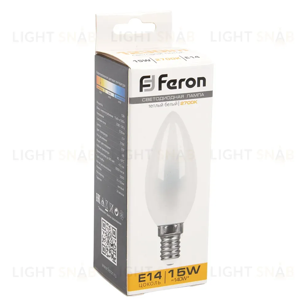 Лампа светодиодная Feron LB-717 Свеча E14 15W 2700K 38255 38255