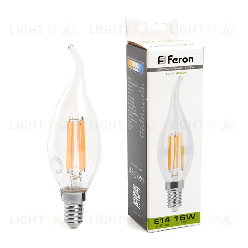 Лампа светодиодная Feron LB-718 Свеча на ветру E14 15W 4000K 38263 38263
