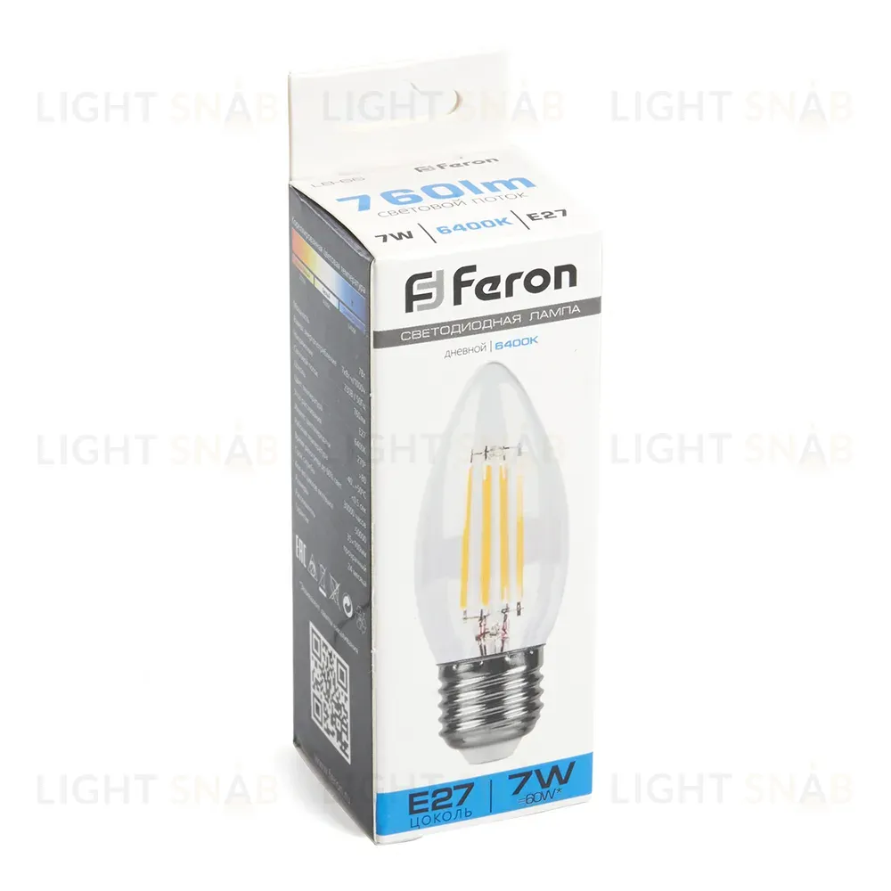 Лампа светодиодная Feron LB-66 Свеча E27 7W 6400K 38272 38272