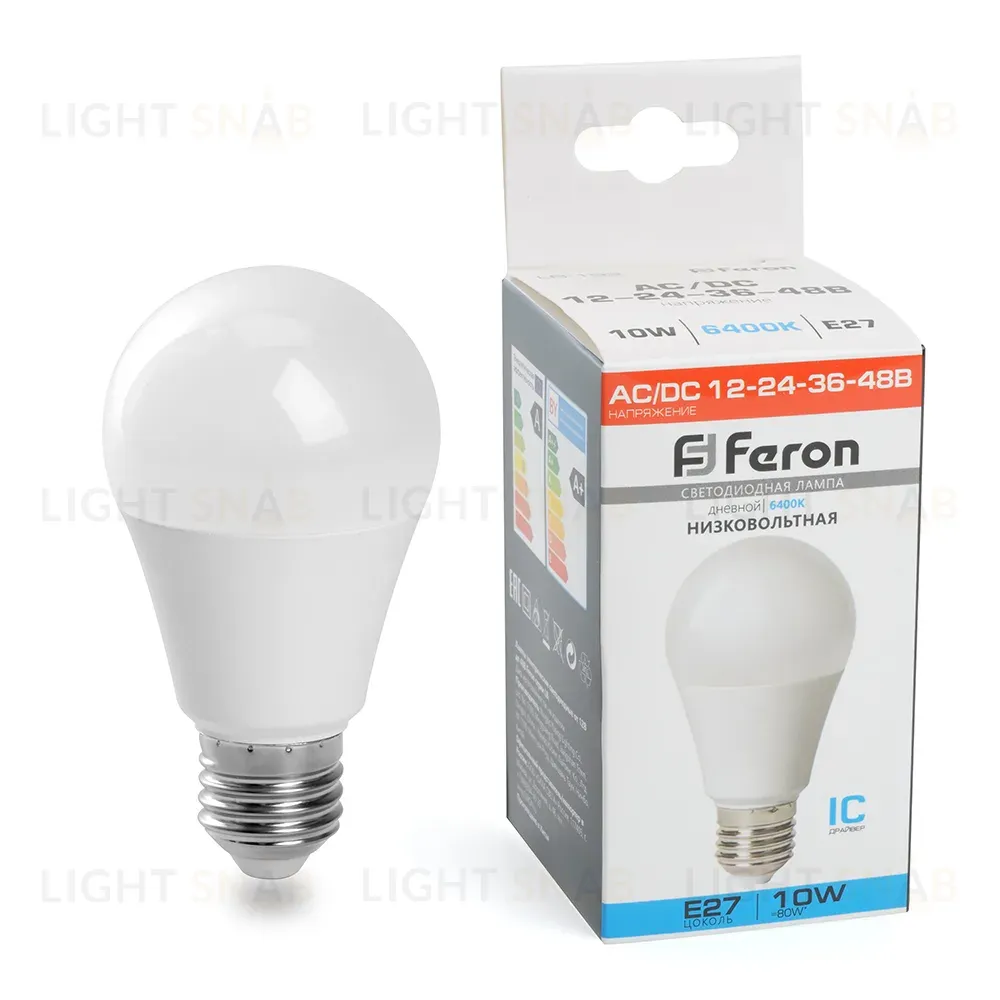 Лампа светодиодная низковольтная Feron LB-192 Шар E27 10W 6400K 48732 48732