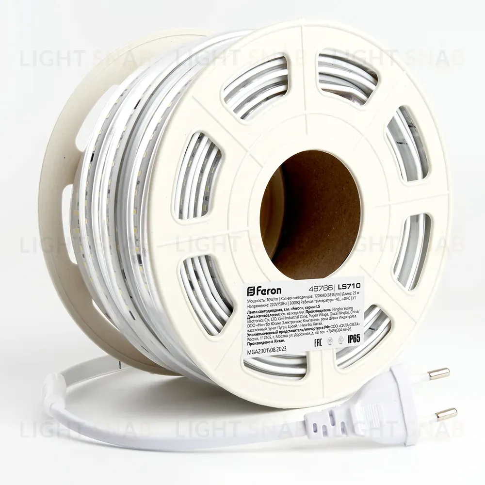 Светодиодная лента Feron LS710 220В 2835 10Вт/м 3000K 25м IP65 48766 48766