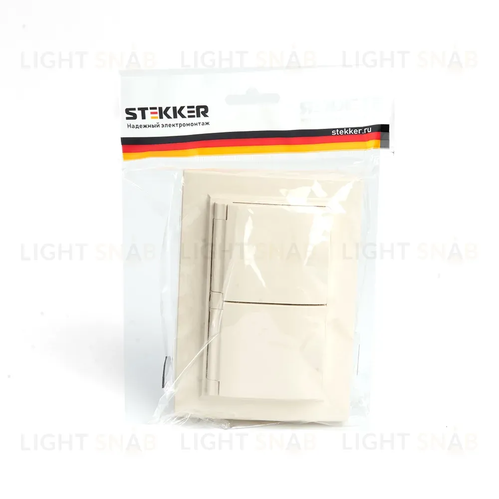 Розетка 2-местная с/з с крышкой Stekker Эрна PST16-9015-02 49137 49137