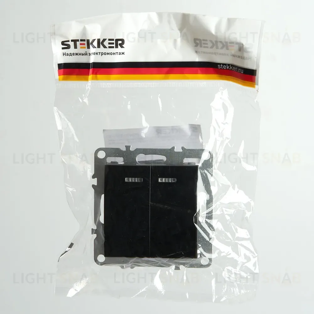 Выключатель 2-клавишный с индикатором Stekker Эрна PSW10-9102-03 49147 49147
