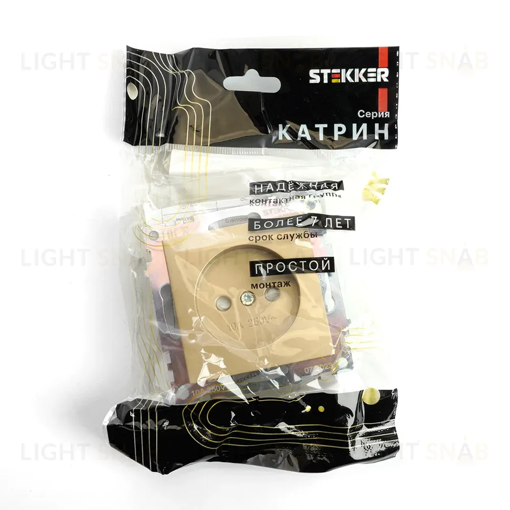 Розетка 1-местная б/з с защитной шторкой Stekker Катрин GLS10-7109-08 49223 49223