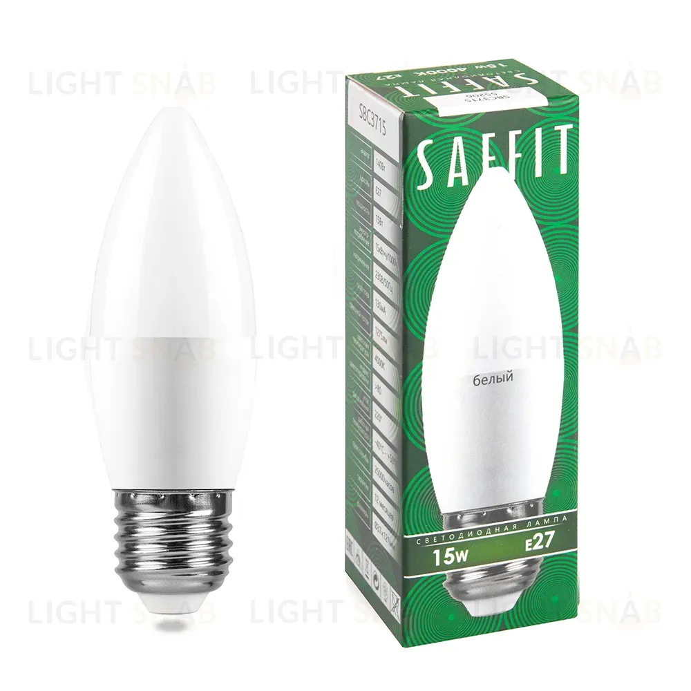 Лампа светодиодная Saffit SBC3715 Свеча E27 15W 4000K 55206 55206