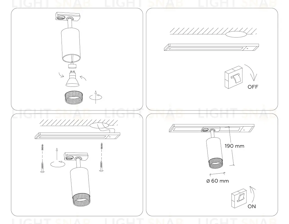 Трековый однофазный светильник Ambrella Light Track System GL5161 GL5161