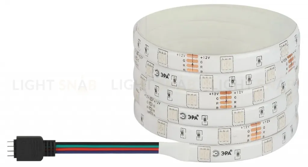 Светодиодная лента Эра 12В 5050 7,2Вт/м RGB 5м IP65 LS5050-7,2-30-12-RGB-IP65-1 year-5m Б0059918 Б0059918