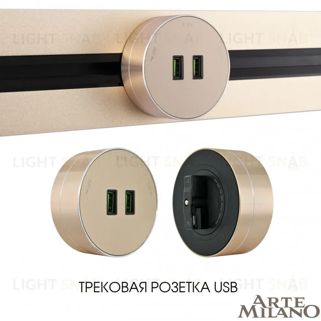 Трековая розетка Arte Milano Am-track-sockets 380011TS/USBx2 Gold 380011TS/USBx2 Gold