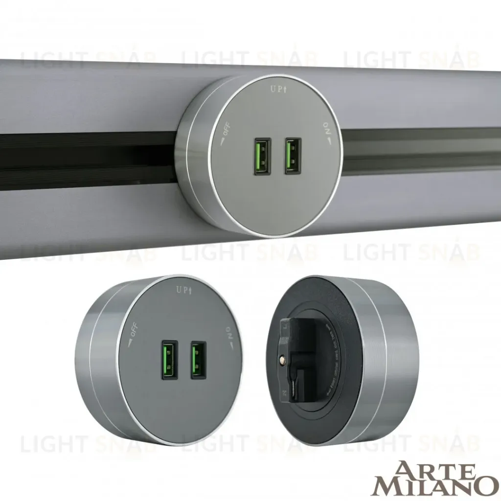 Трековая розетка Arte Milano Am-track-sockets 380011TS/USBx2 Grey 380011TS/USBx2 Grey