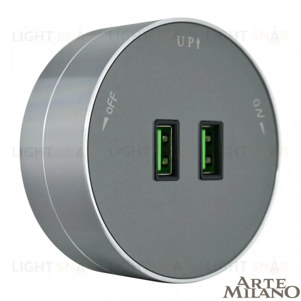 Трековая розетка Arte Milano Am-track-sockets 380011TS/USBx2 Grey 380011TS/USBx2 Grey