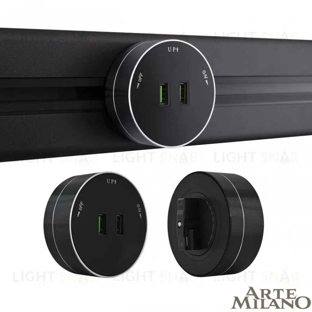 Трековая розетка Arte Milano Am-track-sockets 380011TS/USBx2 Black 380011TS/USBx2 Black