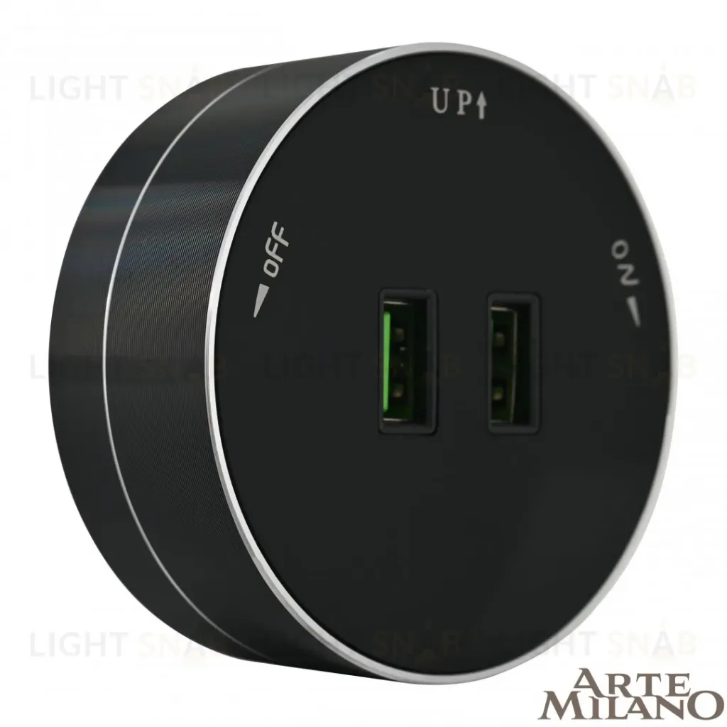 Трековая розетка Arte Milano Am-track-sockets 380011TS/USBx2 Black 380011TS/USBx2 Black