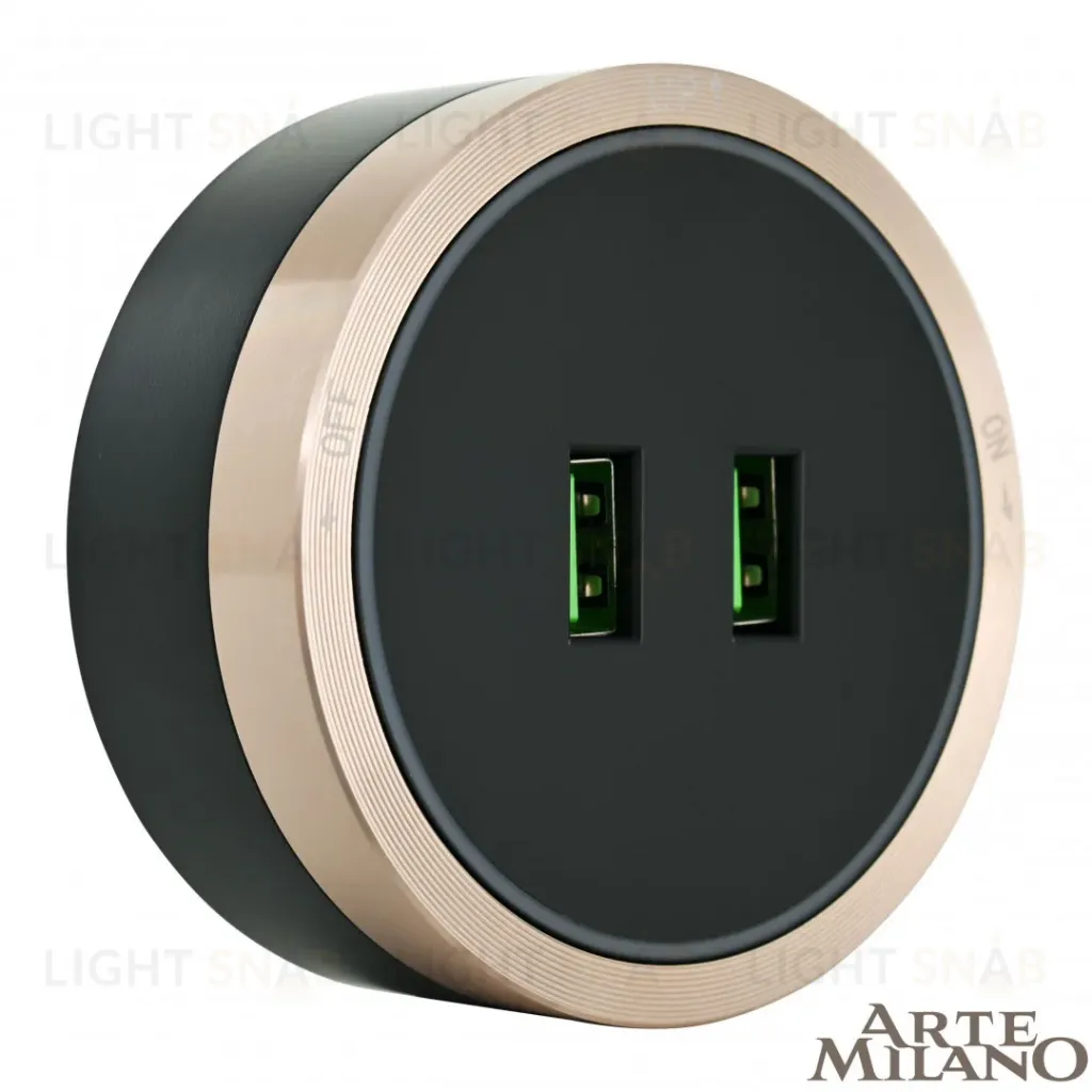Трековая розетка Arte Milano Am-track-sockets 380066TS LED/USBx2 Gold 380066TS LED/USBx2 Gold