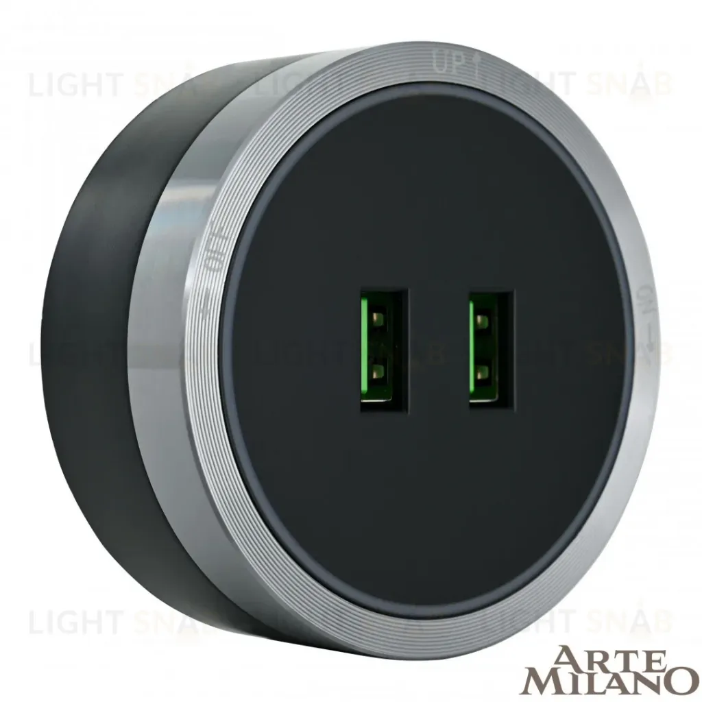 Трековая розетка Arte Milano Am-track-sockets 380066TS LED/USBx2 Grey 380066TS LED/USBx2 Grey