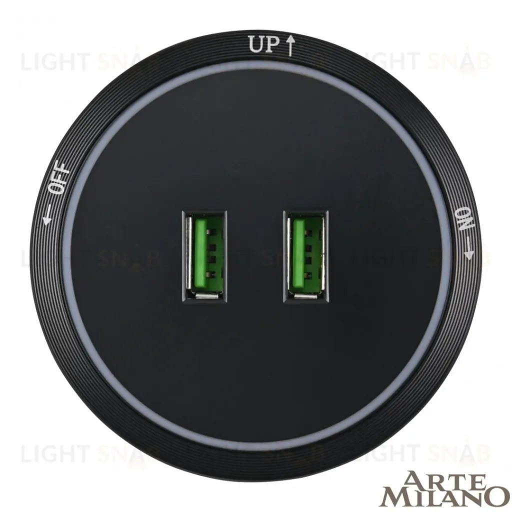 Трековая розетка Arte Milano Am-track-sockets 380066TS LED/USBx2 Black 380066TS LED/USBx2 Black
