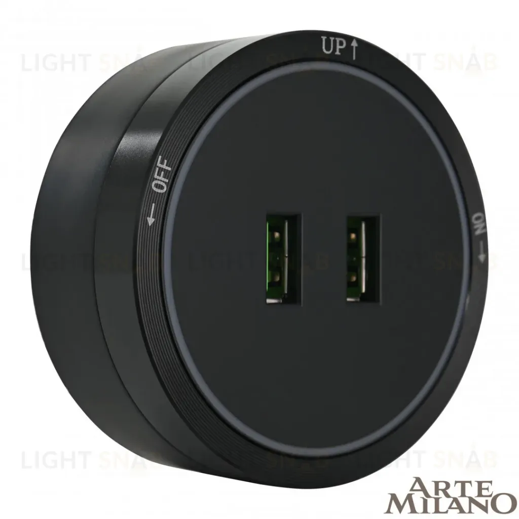 Трековая розетка Arte Milano Am-track-sockets 380066TS LED/USBx2 Black 380066TS LED/USBx2 Black
