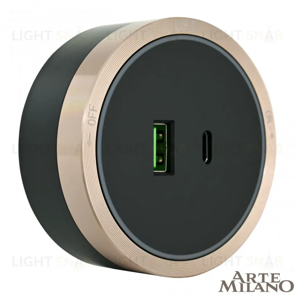 Трековая розетка Arte Milano Am-track-sockets 380066TS LED/USB-Type-C Gold 380066TS LED/USB-Type-C Gold