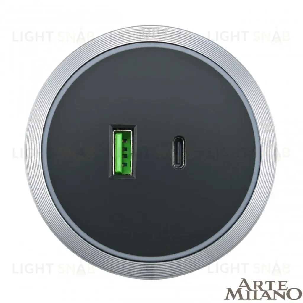 Трековая розетка Arte Milano Am-track-sockets 380066TS LED/USB-Type-C Grey 380066TS LED/USB-Type-C Grey