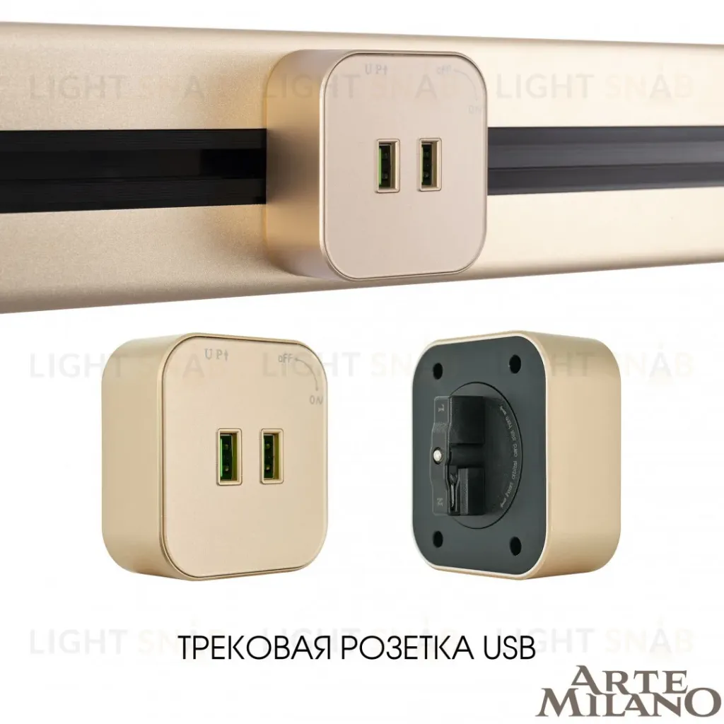 Трековая розетка Arte Milano Am-track-sockets 380022TS/USBx2 Gold 380022TS/USBx2 Gold