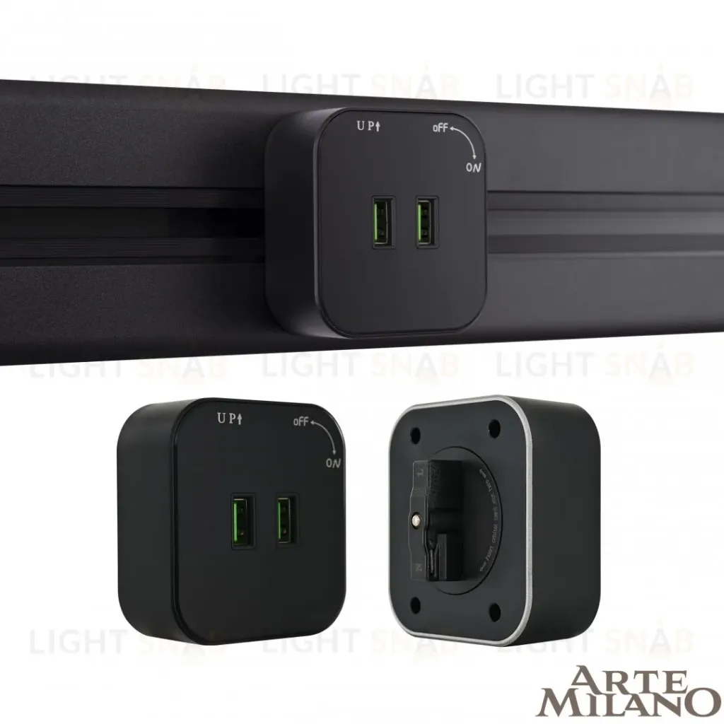 Трековая розетка Arte Milano Am-track-sockets 380022TS/USBx2 Black 380022TS/USBx2 Black