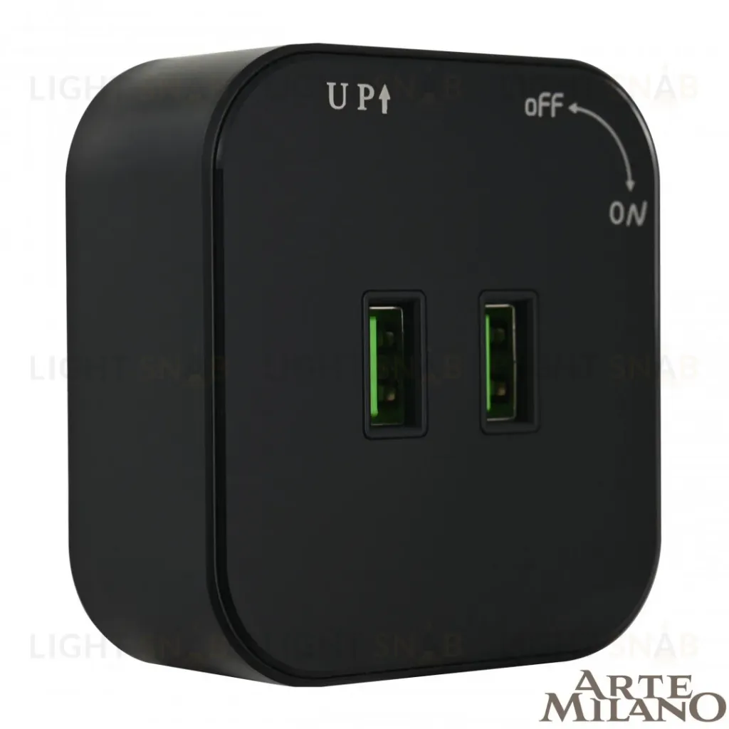 Трековая розетка Arte Milano Am-track-sockets 380022TS/USBx2 Black 380022TS/USBx2 Black