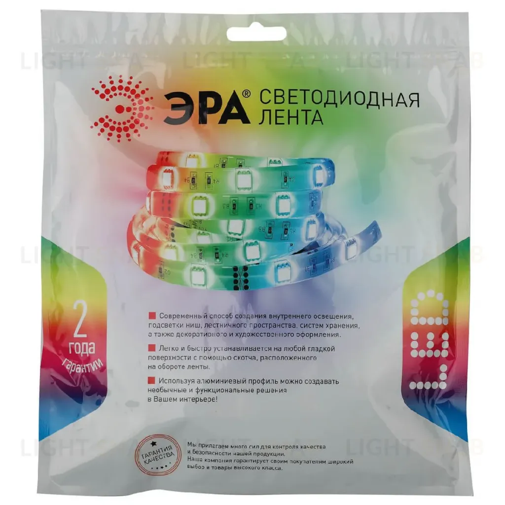 Светодиодная влагозащищенная лента ЭРА 14,4W/m 60LED/m 5050SMD RGB 5M LS5050-14,4-60-24-65-RGB-5m Б0043115 Б0043115