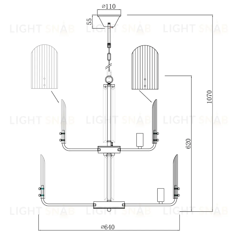 Подвесная люстра iLamp Dolce 15571-12 CR+MULT 15571-12 CR+MULT