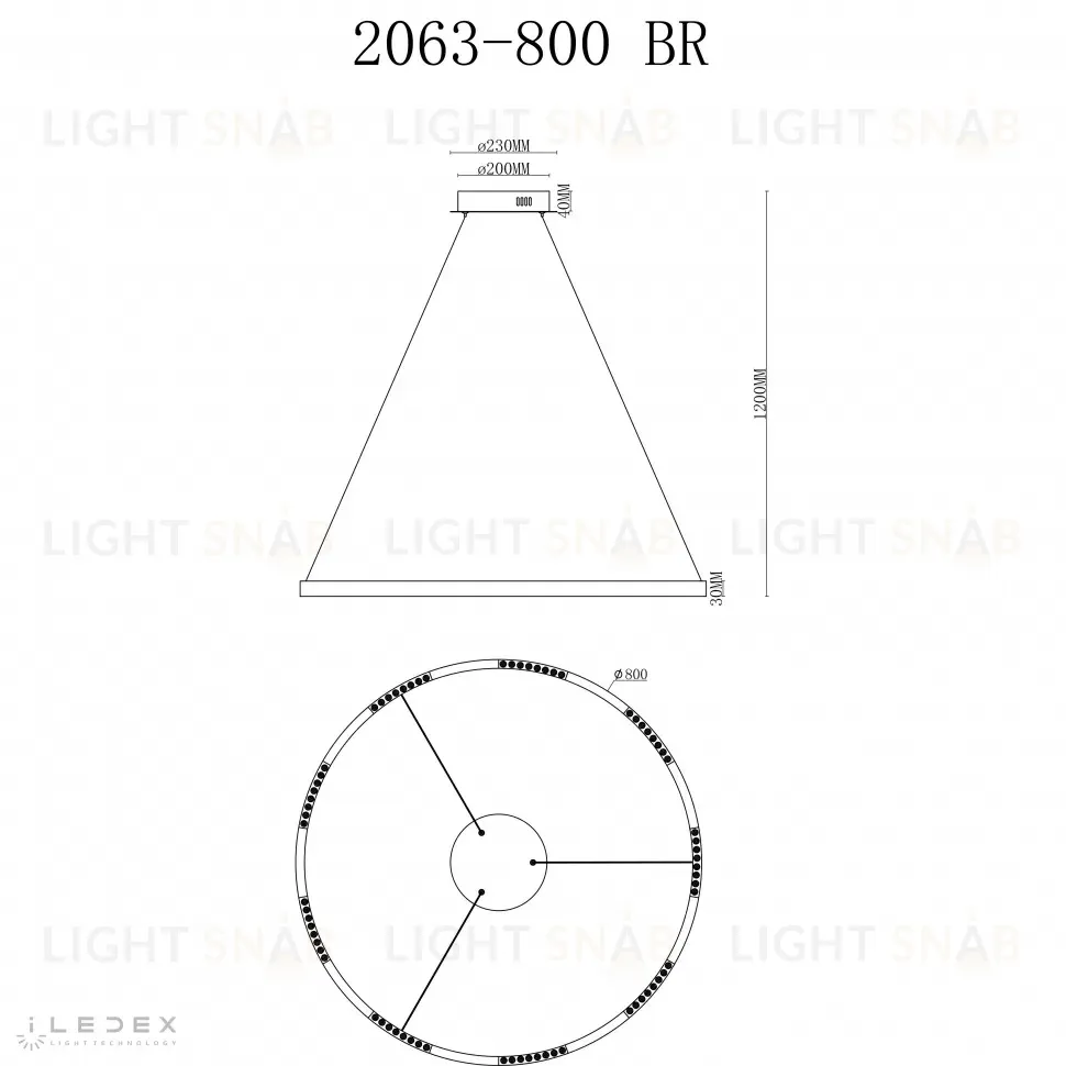 Подвесная люстра iLedex Vision 2063-D800 BR 2063-D800 BR