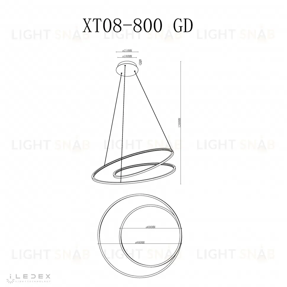 Подвесная люстра iLedex Axis XT08-D800 GD XT08-D800 GD