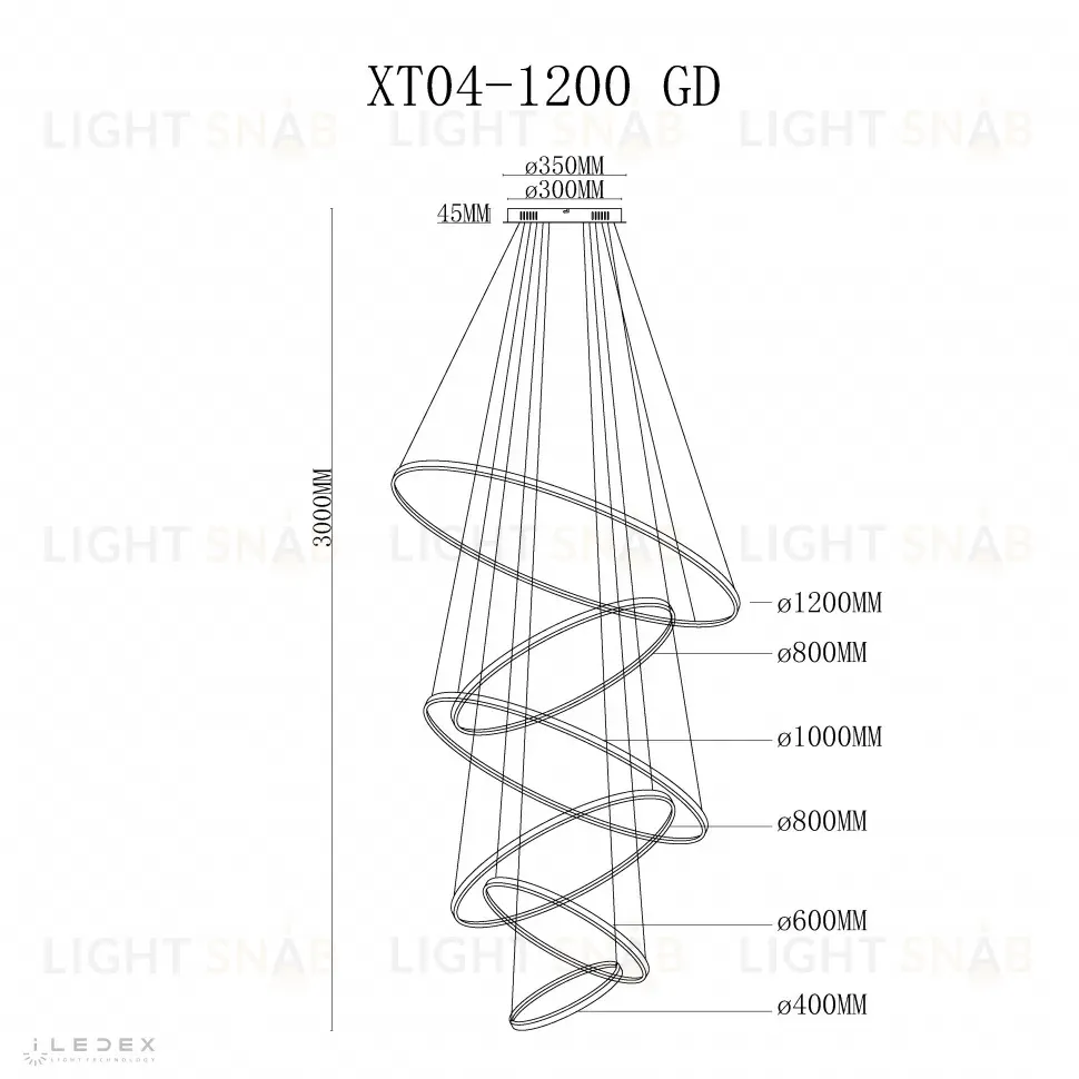 Подвесная люстра iLedex Axis XT04-D1200 GD XT04-D1200 GD