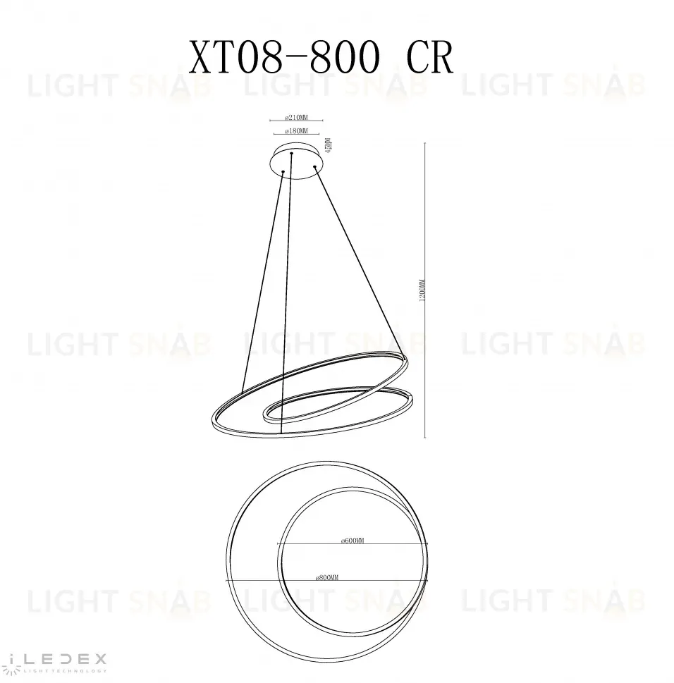 Подвесная люстра iLedex Axis XT08-D800 CR XT08-D800 CR