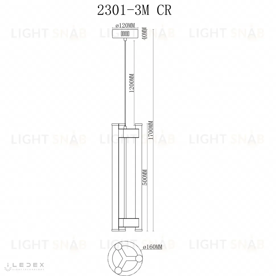 Подвесной светильник iLedex Rocks 2301-3M CR 2301-3M CR